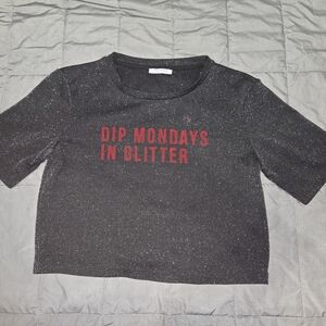 ZARA Glittery Black Tank Top Size M